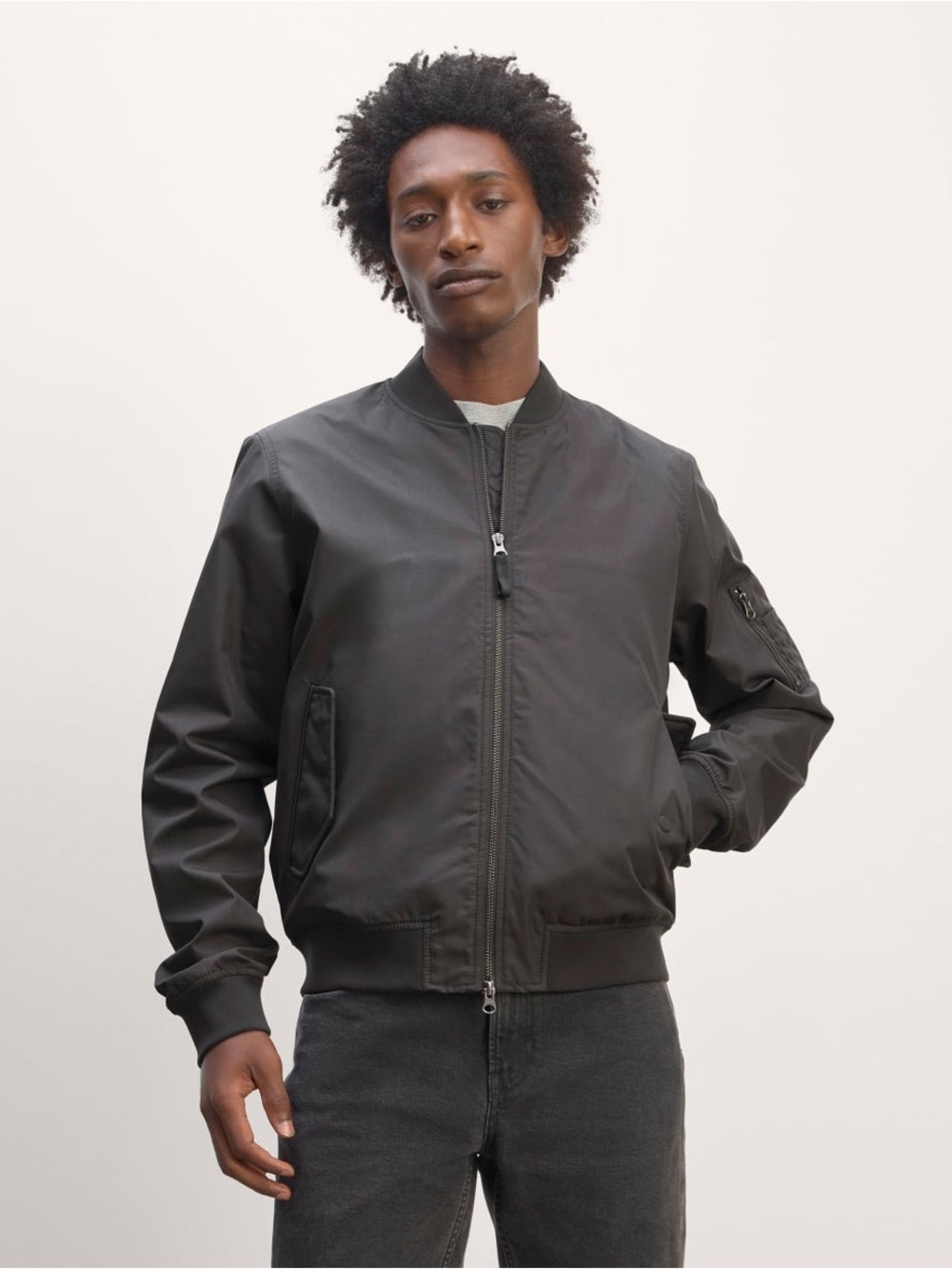 Everlane Charcoal Graphite Gray The Bomber Jacket Uniform Collection Mens Small
